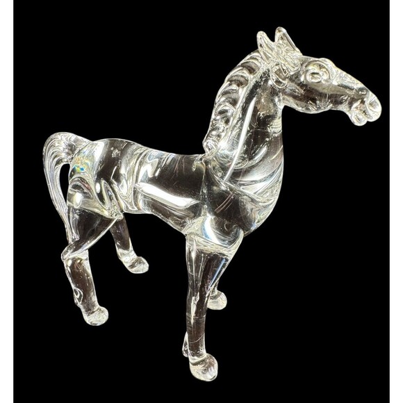 VTG David C Beaubien Clear Art Glass HORSE 1997 desk table decor country - Picture 7 of 10